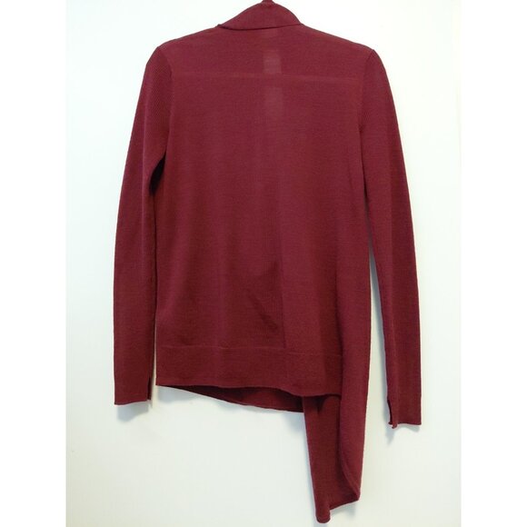 All Saints Womens Sweater Cowl Neck Asymmetrical Merino Wool Burgundy Medium - Picture 5 of 7